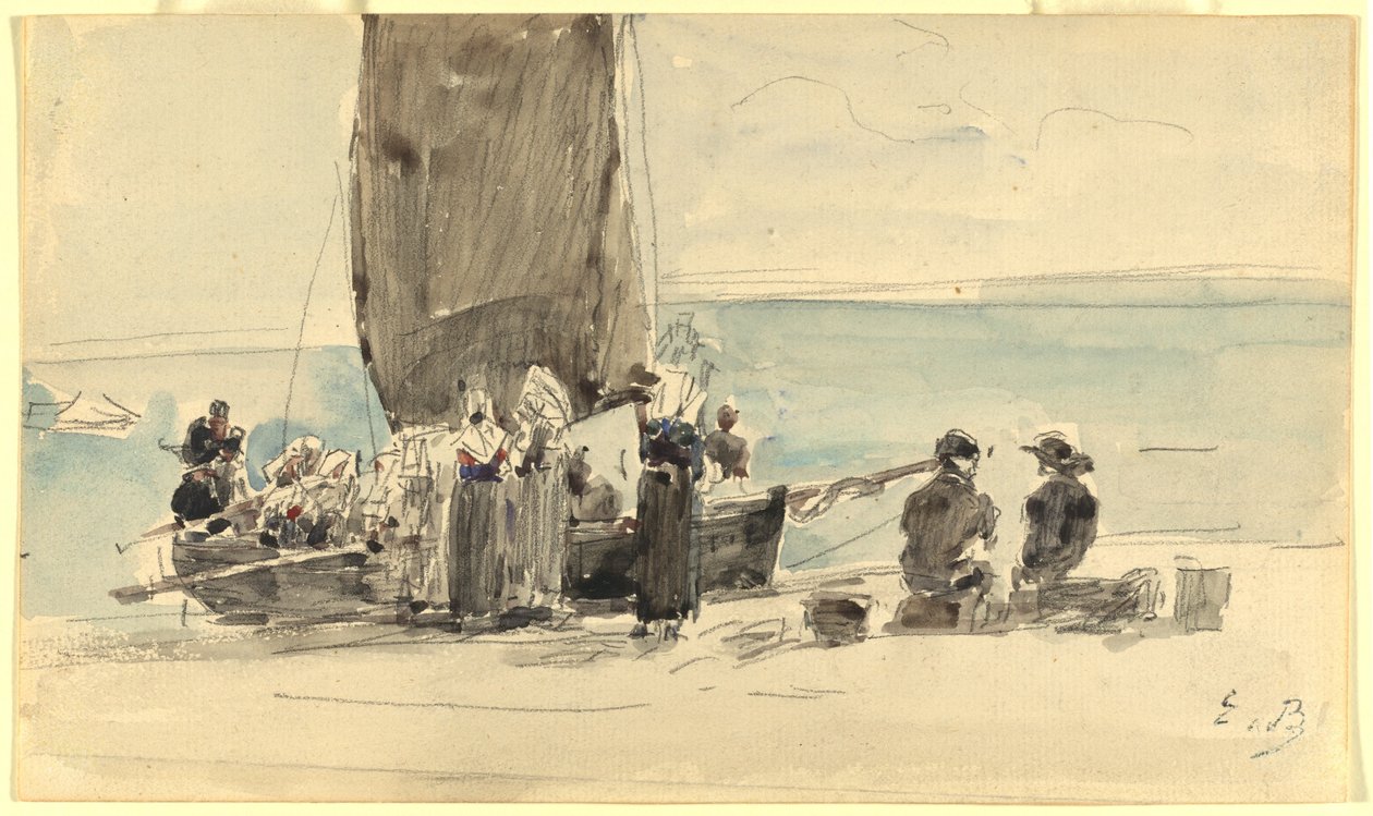 Veneiden lastaus tekijältä Eugène Boudin