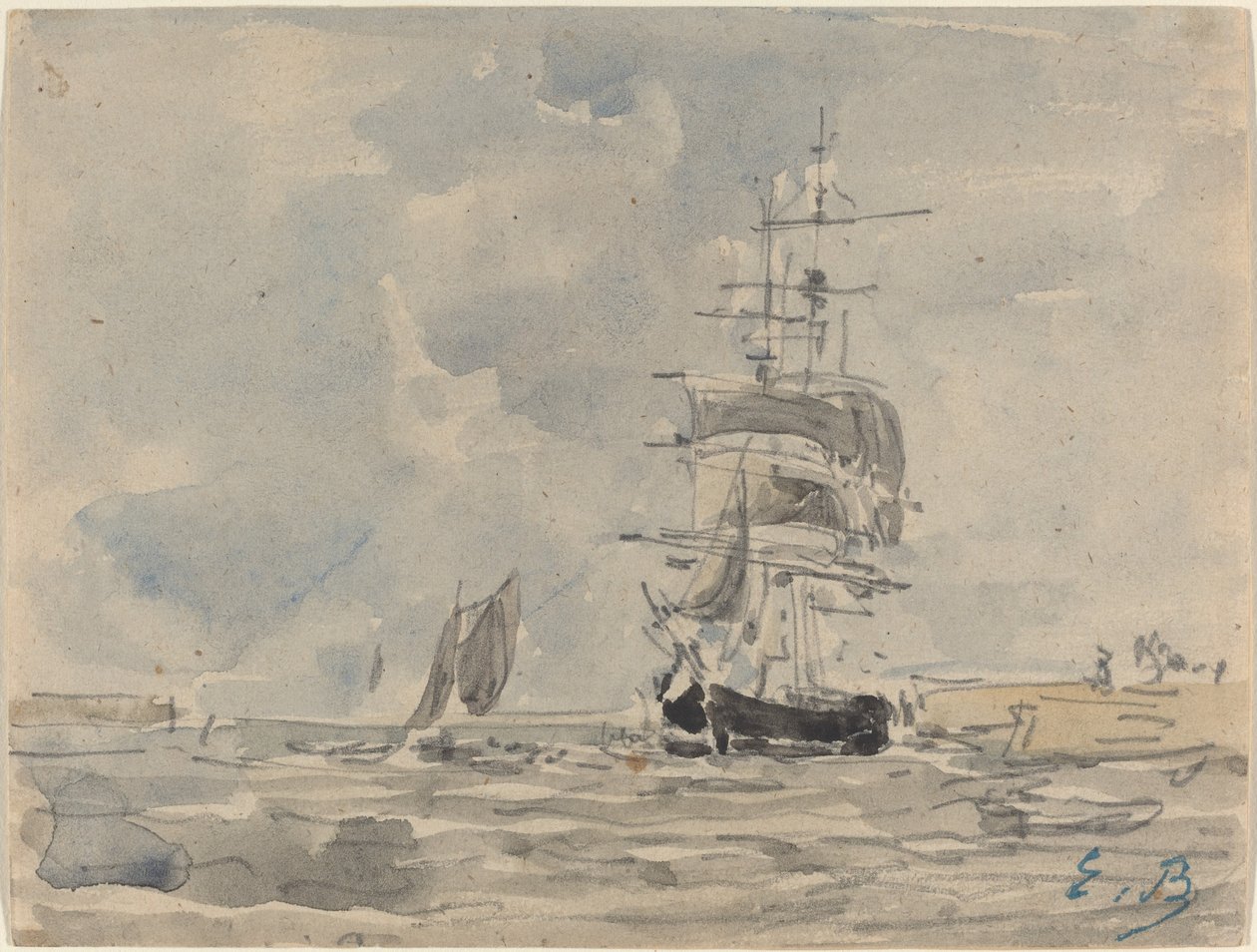 Merimaisema purjeveneellä tekijältä Eugène Boudin