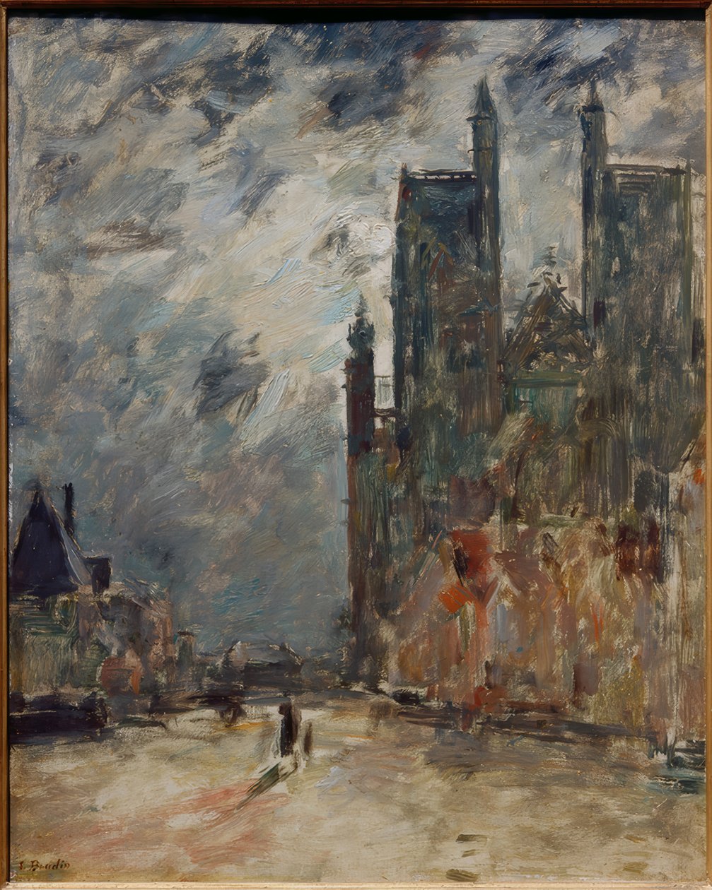 Abbevillen kollegiaalinen kirkko yöllä tekijältä Eugene Louis Boudin