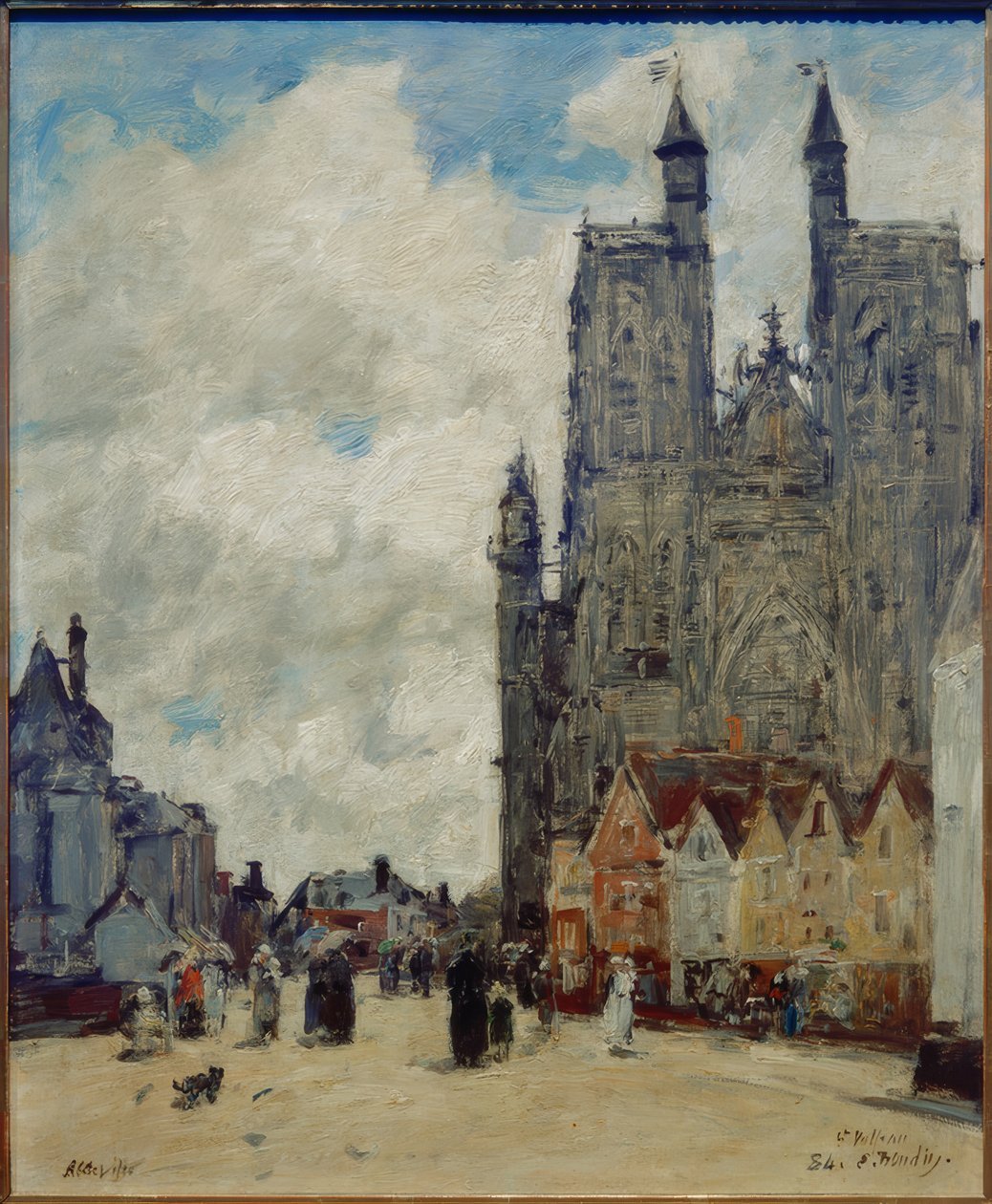 Saint-Vulfran-katu ja kirkko tekijältä Eugene Louis Boudin