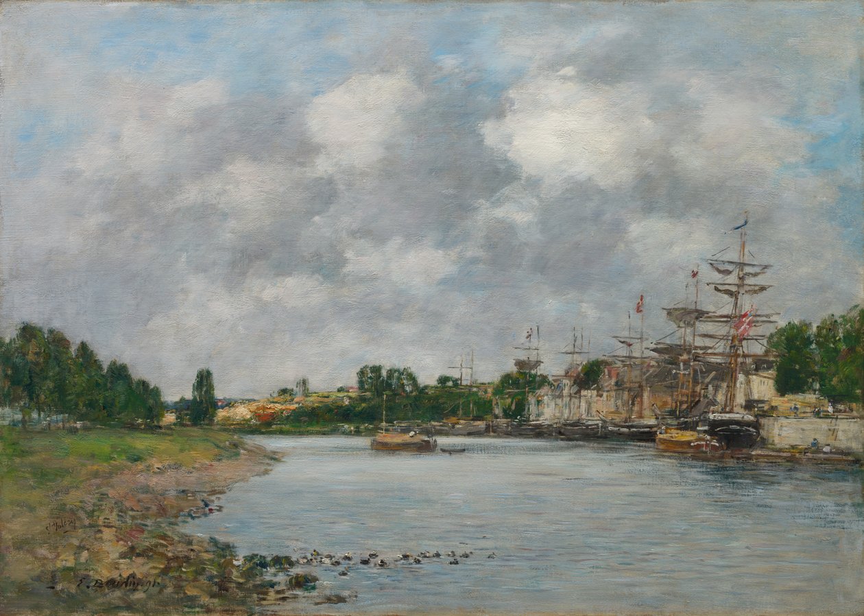 Näkymä Saint-Valéry-sur-Sommen satamasta tekijältä Eugène Boudin