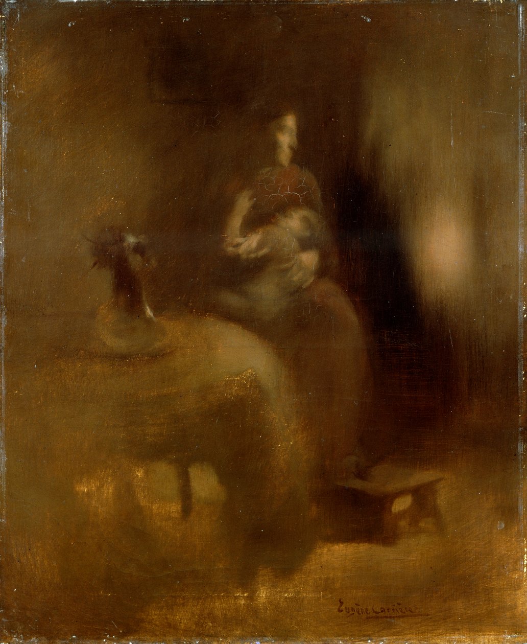 Nainen vauva sylissä, 1890-luku. tekijältä Eugène Carrière