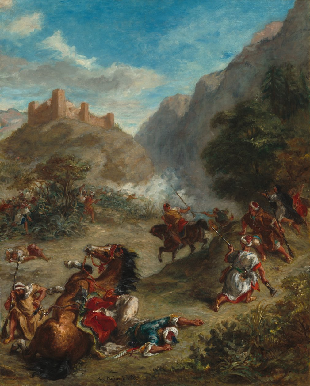 Arabit taistelut vuorilla tekijältä Eugène Delacroix