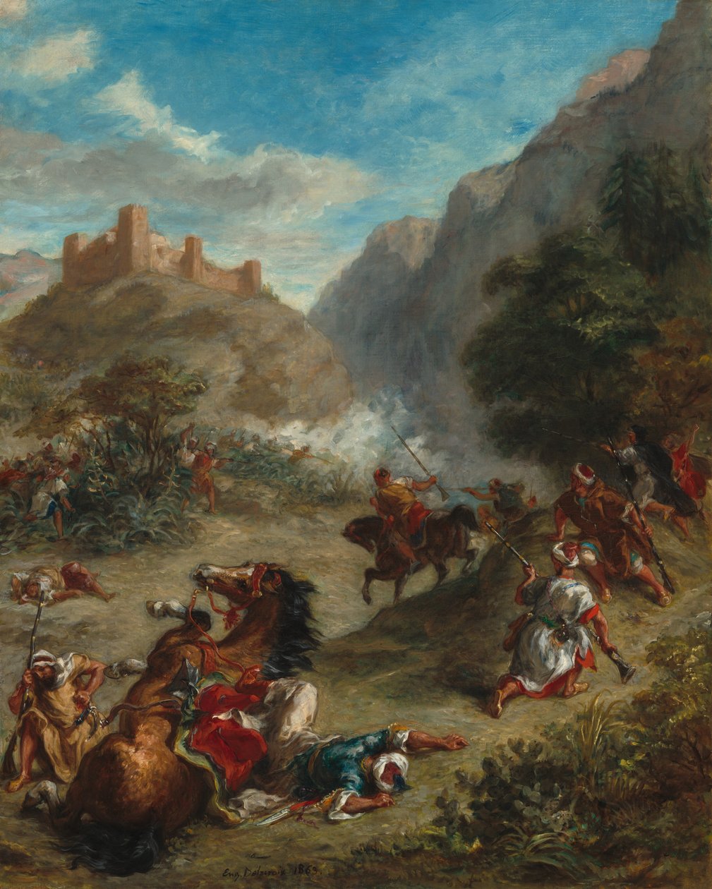 Arabit taistelut vuorilla, 1863. tekijältä Eugène Delacroix