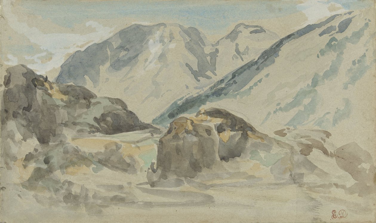 vuoristomaisema tekijältä Eugène Delacroix