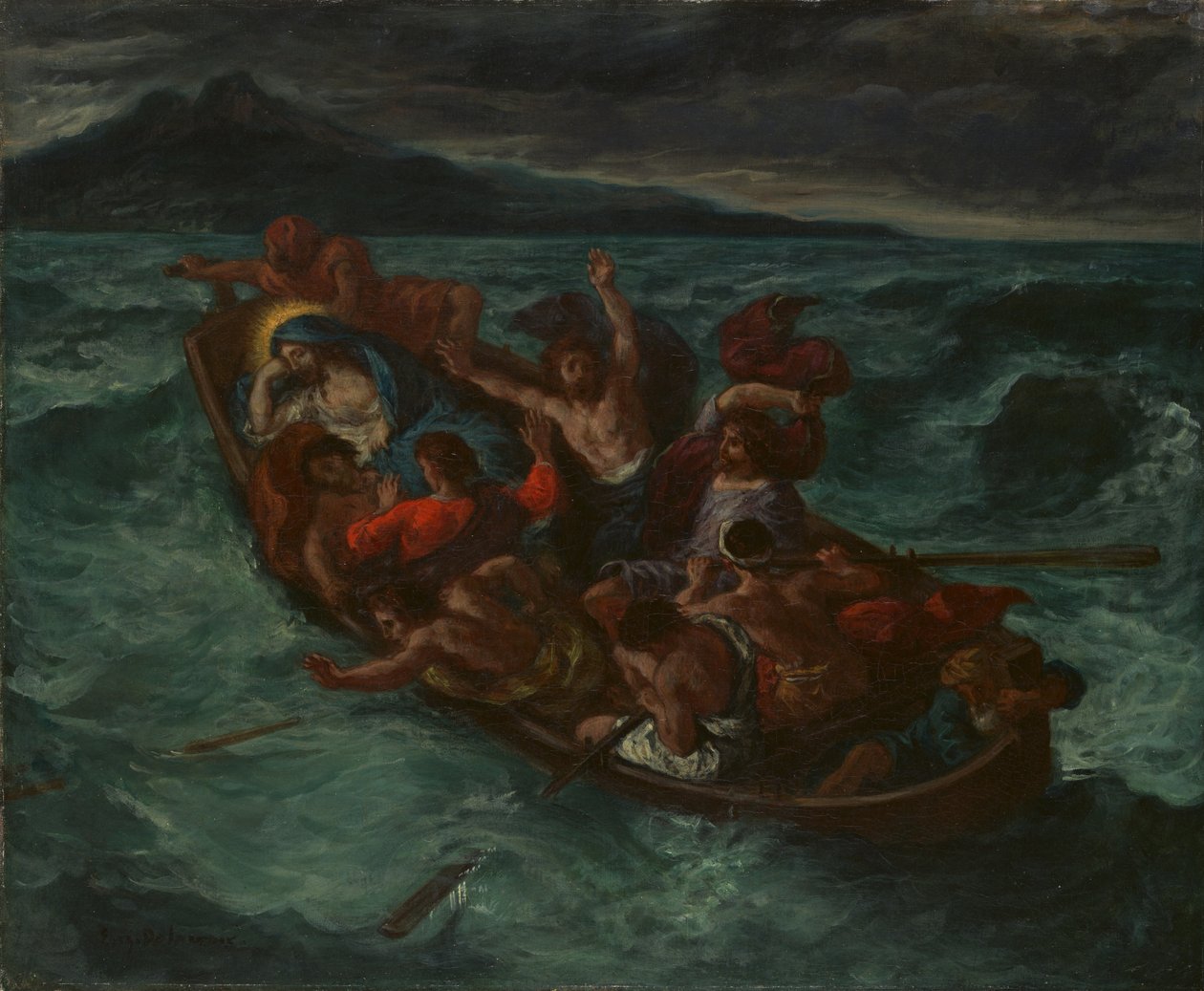 Kristus nukkui myrskyn aikana, n. 1853. tekijältä Ferdinand Victor Eugene Delacroix