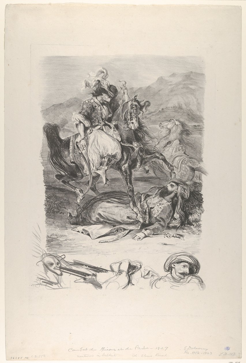 Giaourin ja pashan taistelu, 1827, 1827. tekijältä Eugène Delacroix