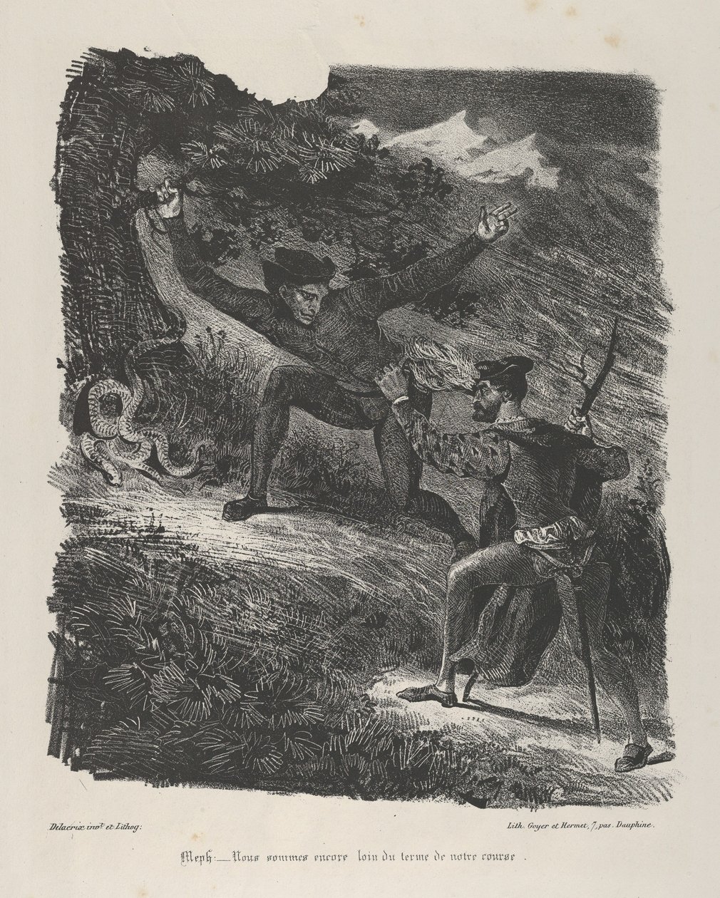 Faust ja Mefistofeles Hartz-vuorilla Goethe, Faust, 1825-27., 1825-27. tekijältä Eugène Delacroix