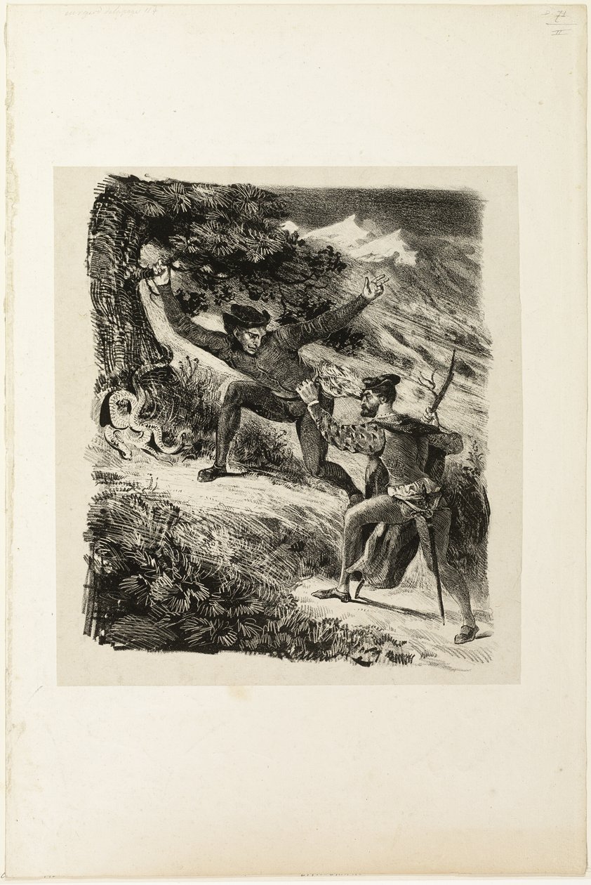 Faust ja Mefistofeles Harz-vuorilla tekijältä Eugène Delacroix