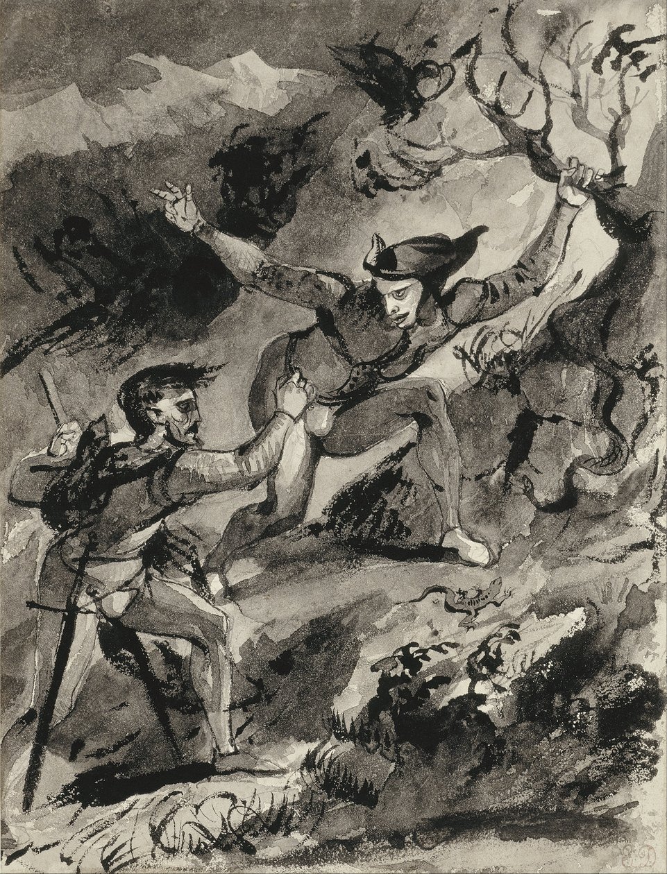 Faust ja Mephistopheles Blocksbergissä tekijältä Ferdinand Victor Eugene Delacroix
