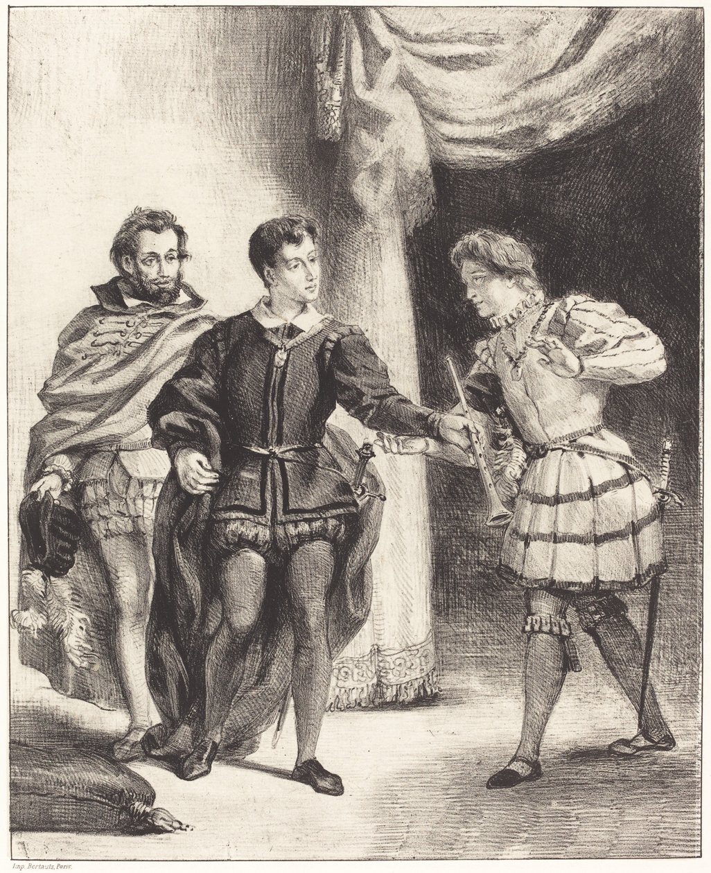 Hamlet ja Guildenstern (näytös III, kohtaus II) tekijältä Eugène Delacroix