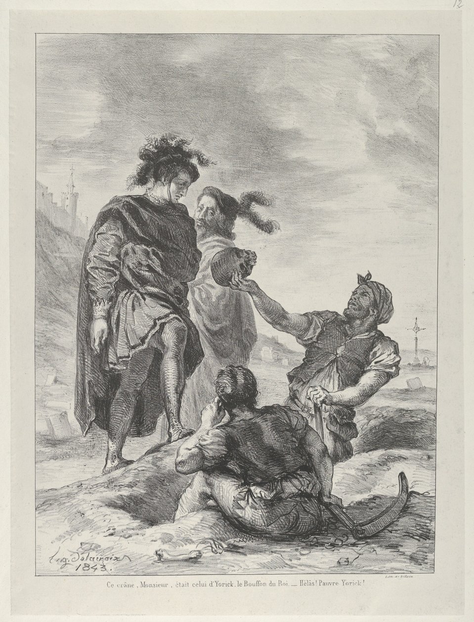 Hamlet ja Horatio ennen haudankaivajia, 1843, 1843. tekijältä Eugène Delacroix