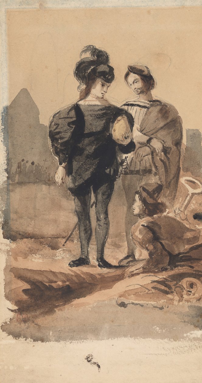 Hamlet ja Horatio hautausmaalla, 1827-28. tekijältä Eugène Delacroix