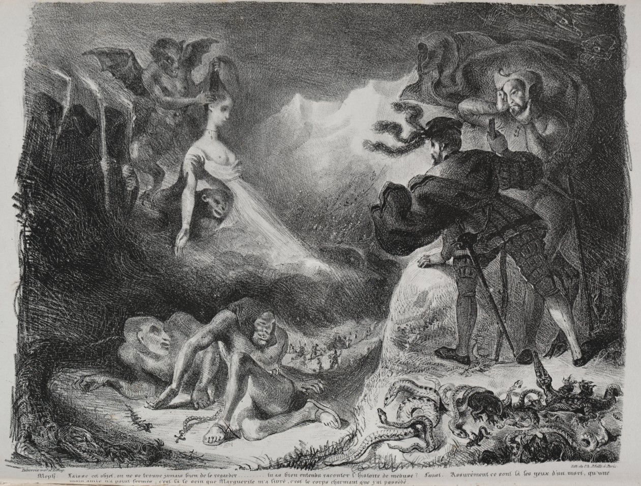 Kuvituksia Faustille: Margueriten varjo ilmestyy Faustille tekijältä Eugène Delacroix