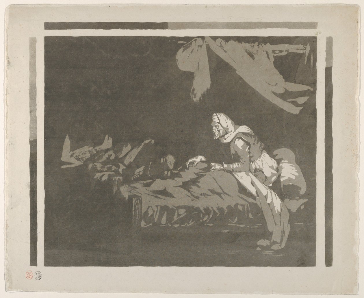 Sotasairaalan sisätilat, 1828 tai aikaisemmin, 1828 tai aikaisemmin. tekijältä Eugène Delacroix