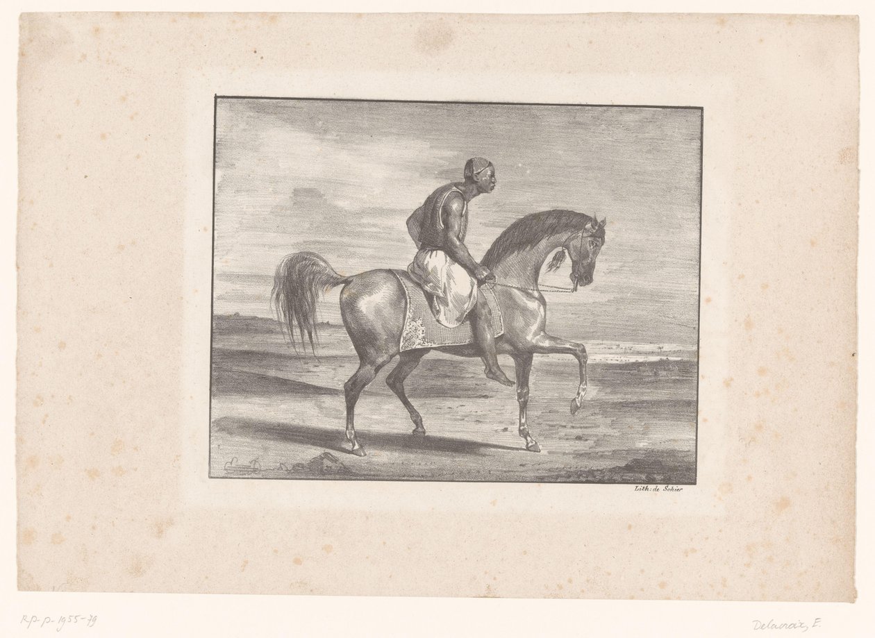 Mies hevosen selässä erämaassa tekijältä Eugène Delacroix
