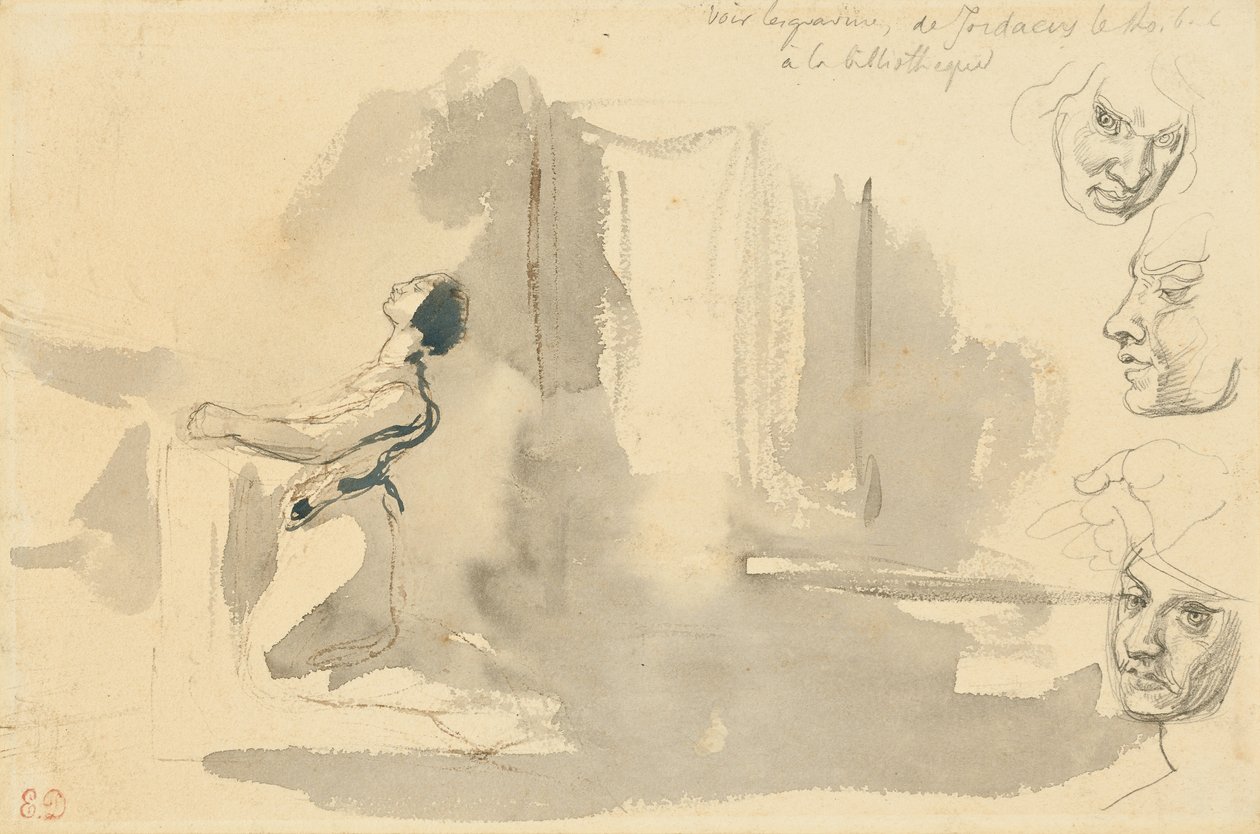 Marguerite kirkossa, jossa tutkitaan Mefistofeleksen päätä. tekijältä Eugène Delacroix