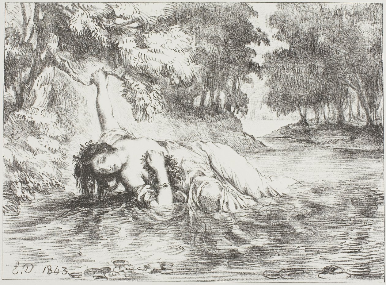 Ofelian kuolema tekijältä Eugène Delacroix