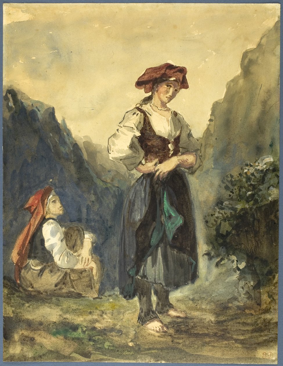 Eaux-Bonnesin alueen talonpoikaisnaiset tekijältä Eugène Delacroix