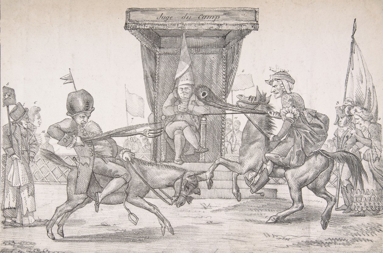 Lady Quotidiennen ja Sir Journal de Parisin poleminen kaksintaistelu, 1821, 1821. tekijältä Eugène Delacroix