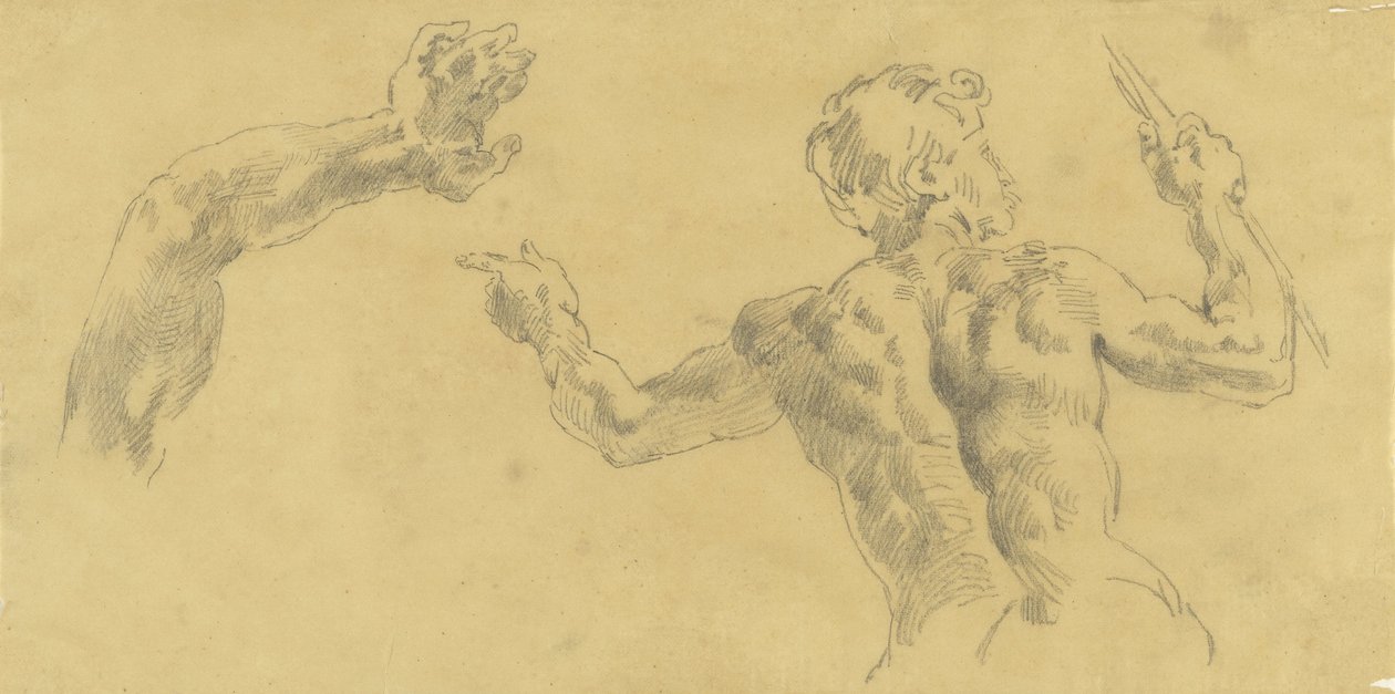 Luonnoksia kädestä ja miehestä takaa katsottuna tekijältä Eugène Delacroix