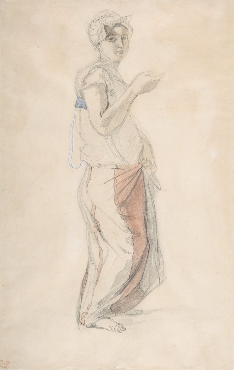 Pysyvä nainen marokkolaisessa asussa, n. 1834. tekijältä Eugène Delacroix