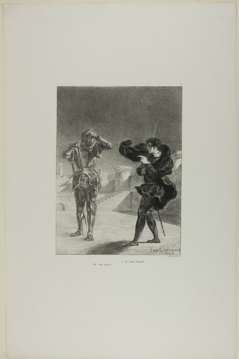Aave laiturilla, levy 3 Hamletista. tekijältä Eugène Delacroix