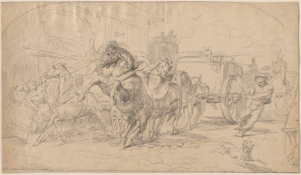 Runaway Carriage, 1830-luku. tekijältä Eugène Delacroix