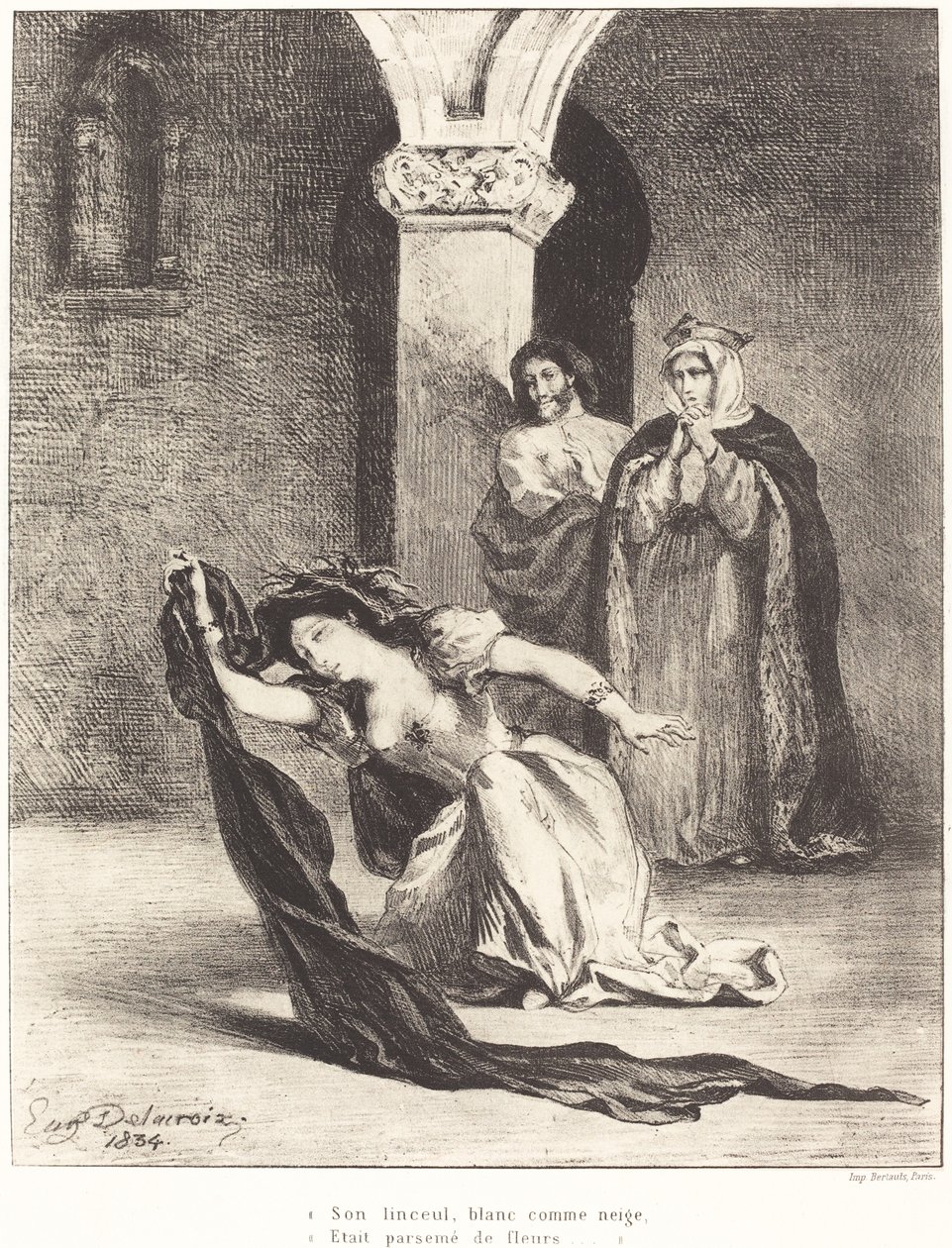 Ophelian laulu (näytös IV, kohtaus V) tekijältä Eugène Delacroix