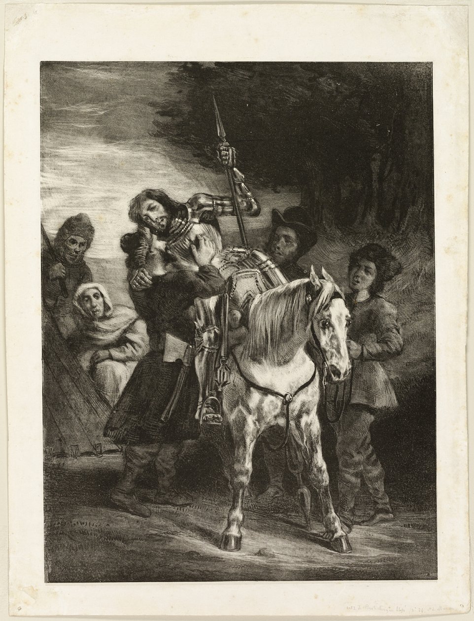 Böömiläiset hoitavat haavoittunutta Götziä. tekijältä Eugène Delacroix
