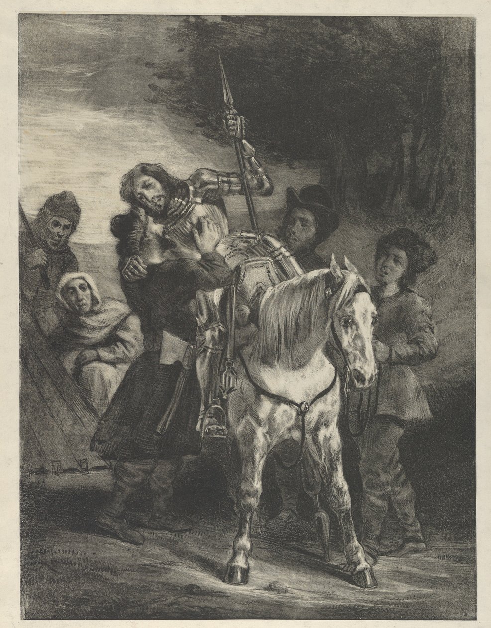 Haavoittunut Goetz, jonka mustalaiset valtasivat, 1836-43, 1836-43. tekijältä Eugène Delacroix
