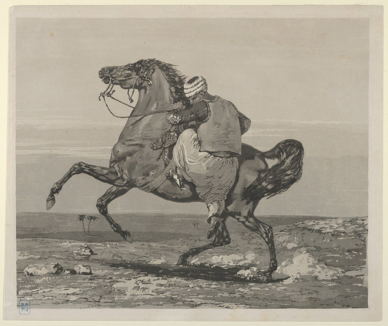 Turkki nousta hevoselleen, 1824, 1824. tekijältä Eugène Delacroix