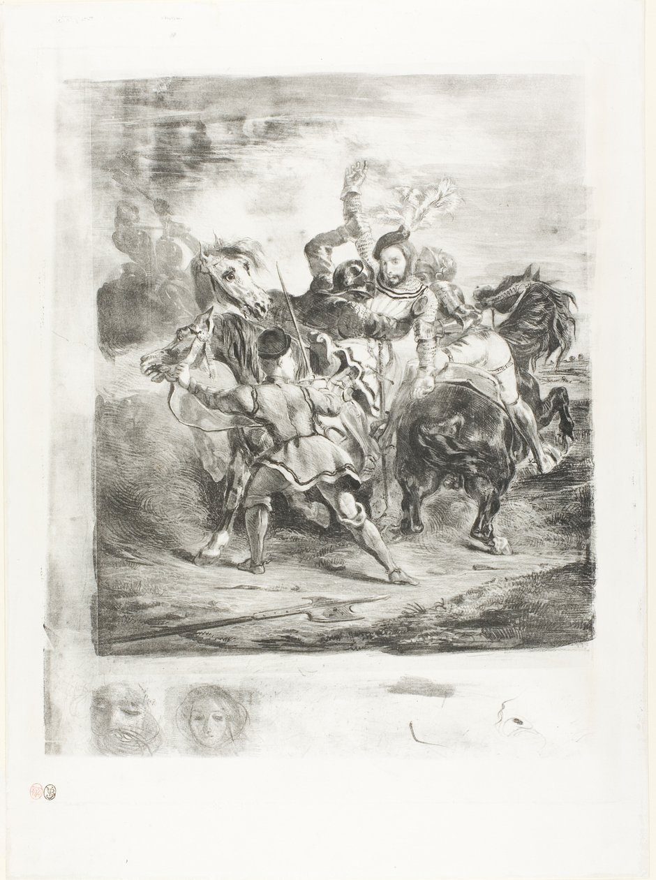 Goetzin miehet hyökkäävät Weislingenin kimppuun tekijältä Eugène Delacroix