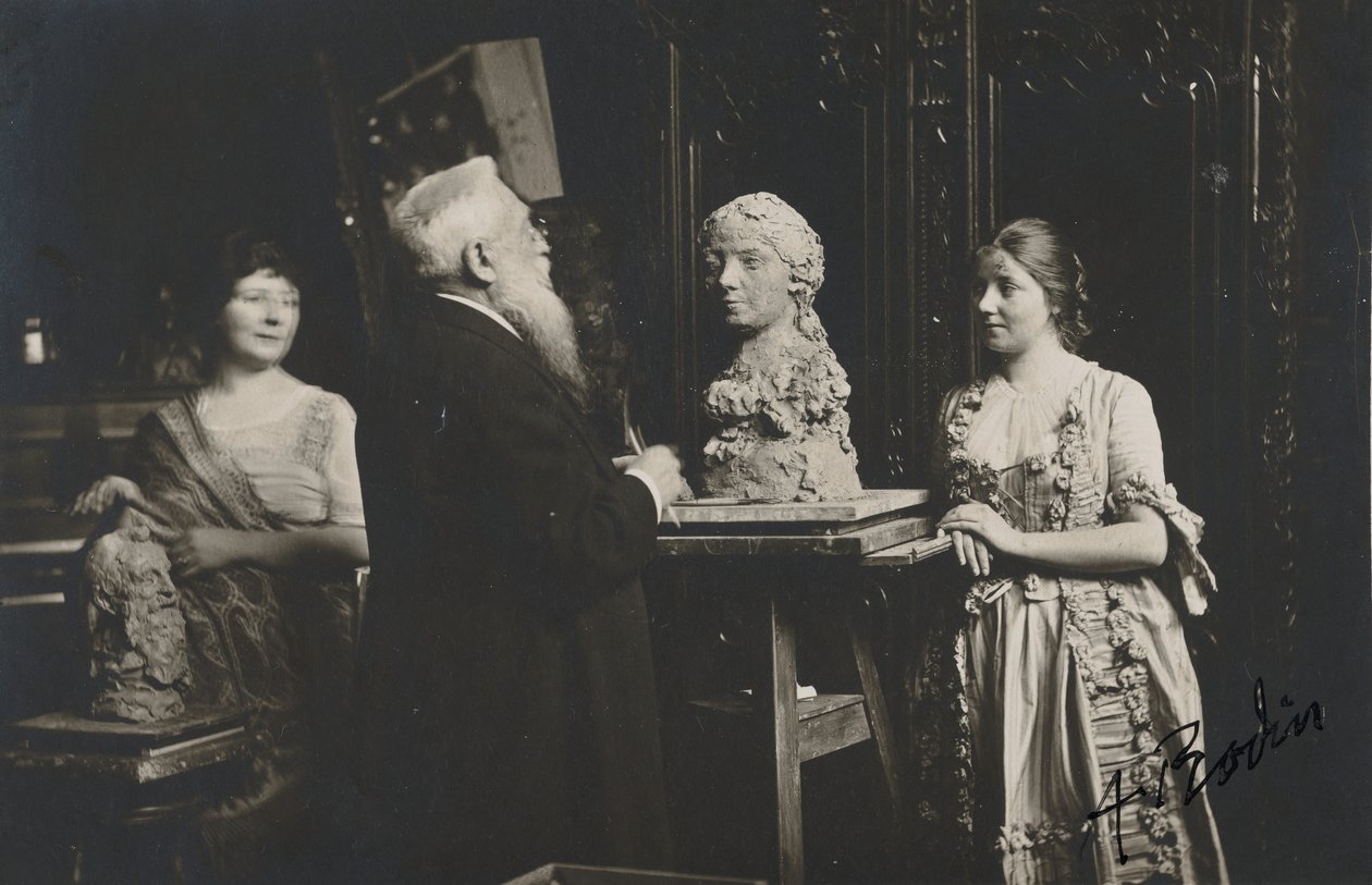 [Madame Bardey, Rodin ja Henriette, 31 Rue Campagne-Premiere, Pariisi], 1915-1916. tekijältä Eugène Druet