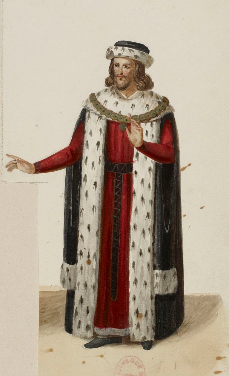 Enguerrand de Marignyn puku (La Tour de Nesle, 1832) (rajattu) (cropped) tekijältä Eugène Du Faget