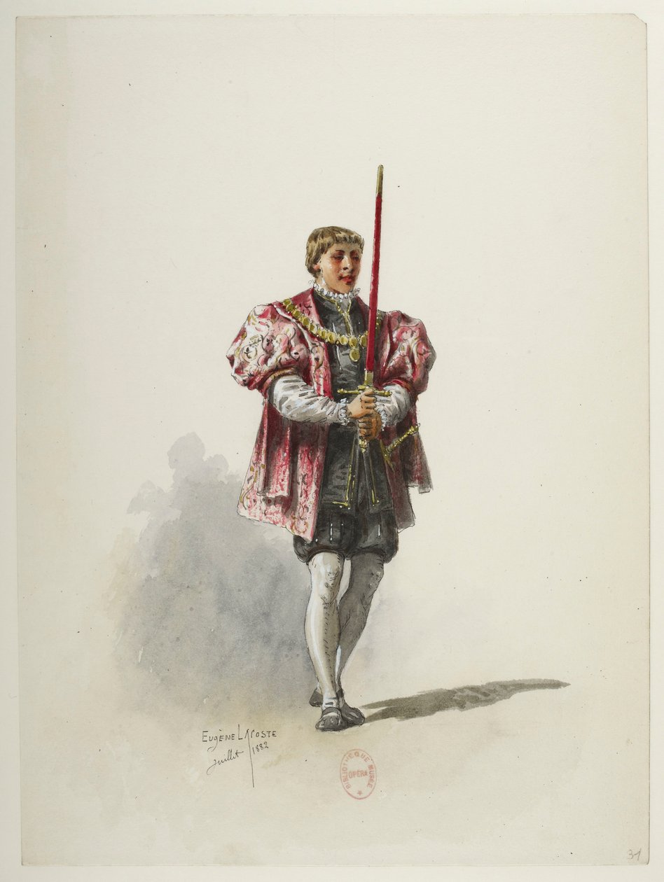 Btv1b84558104 31 - Saint-Saëns - Henry VIII - Maquettes de costumes - Lacoste - 31. puku tekijältä Eugene Lacoste