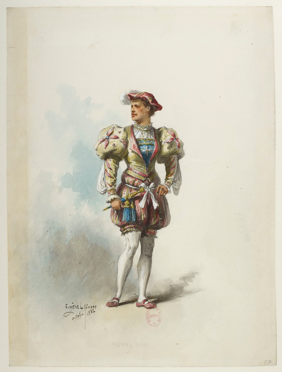 Btv1b84558104 57 - Saint-Saëns - Henry VIII - Maquettes de costumes - Lacoste - 57. Costume tekijältä Eugene Lacoste