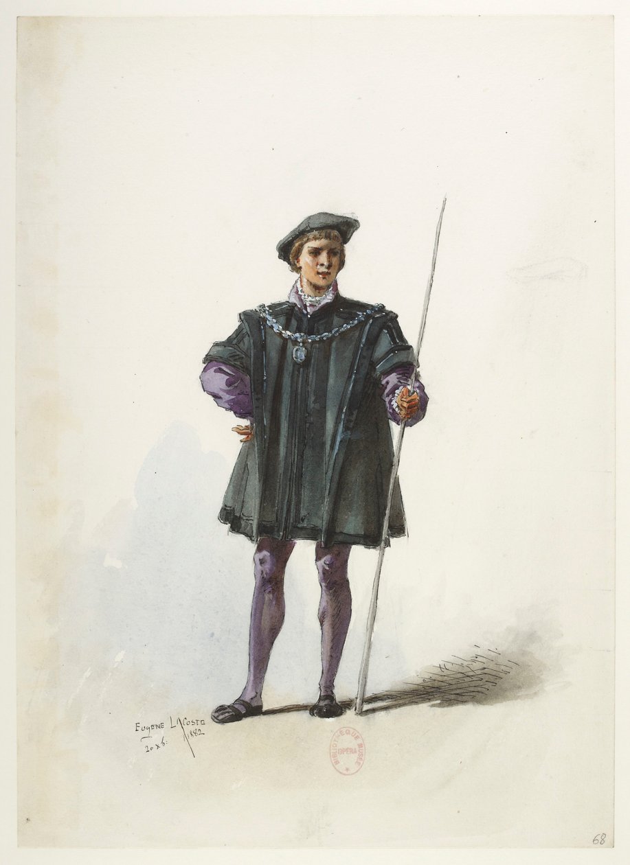 Btv1b84558104 70 - Saint-Saëns - Henrik VIII - Maquettes de costumes - Lacoste - 68th Costume (puvut) tekijältä Eugene Lacoste