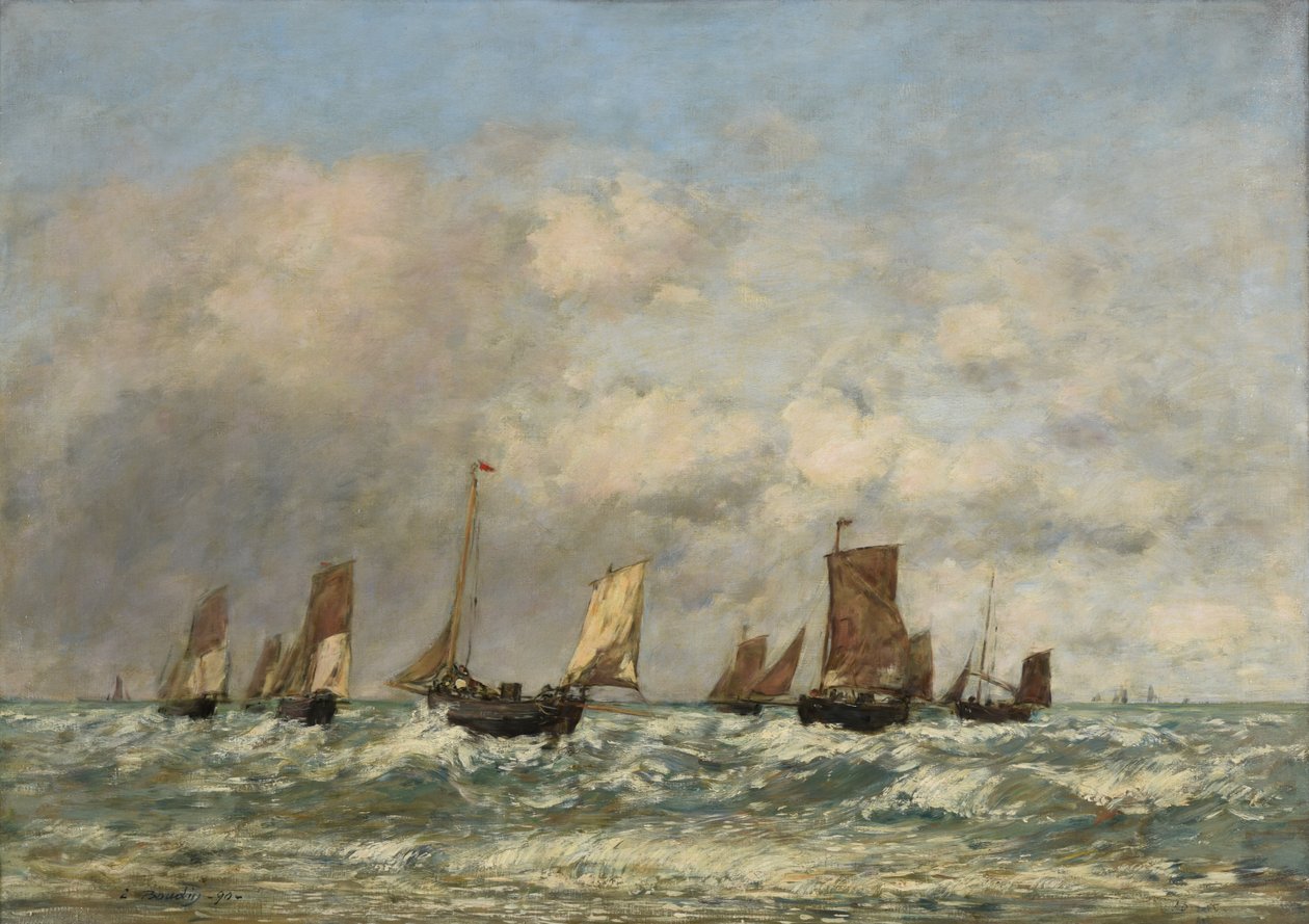 Berck: laivojen lähtö tekijältä Eugene Louis Boudin