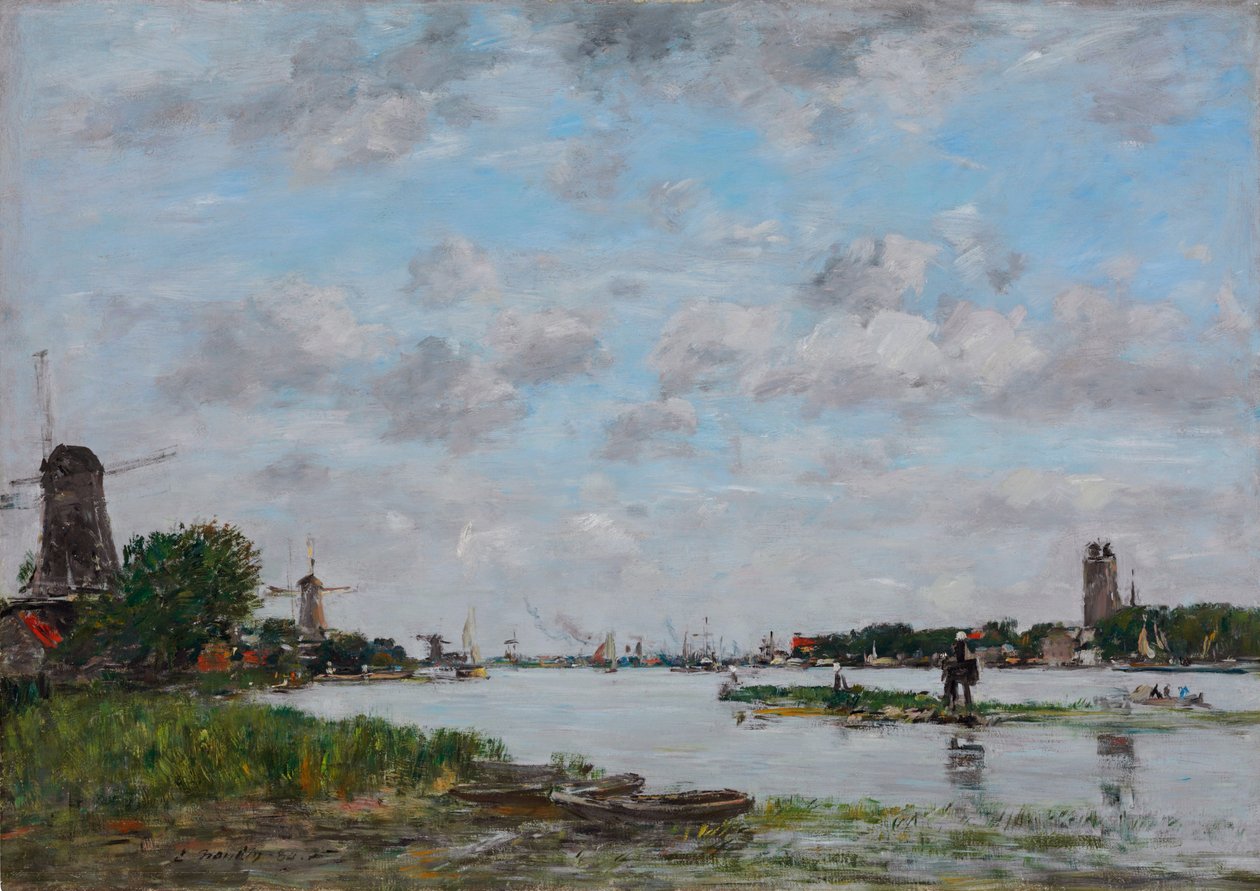 hollanniksi: De Maas bij Dordrecht Maas lähellä Dordrechtia. tekijältä Eugene Louis Boudin