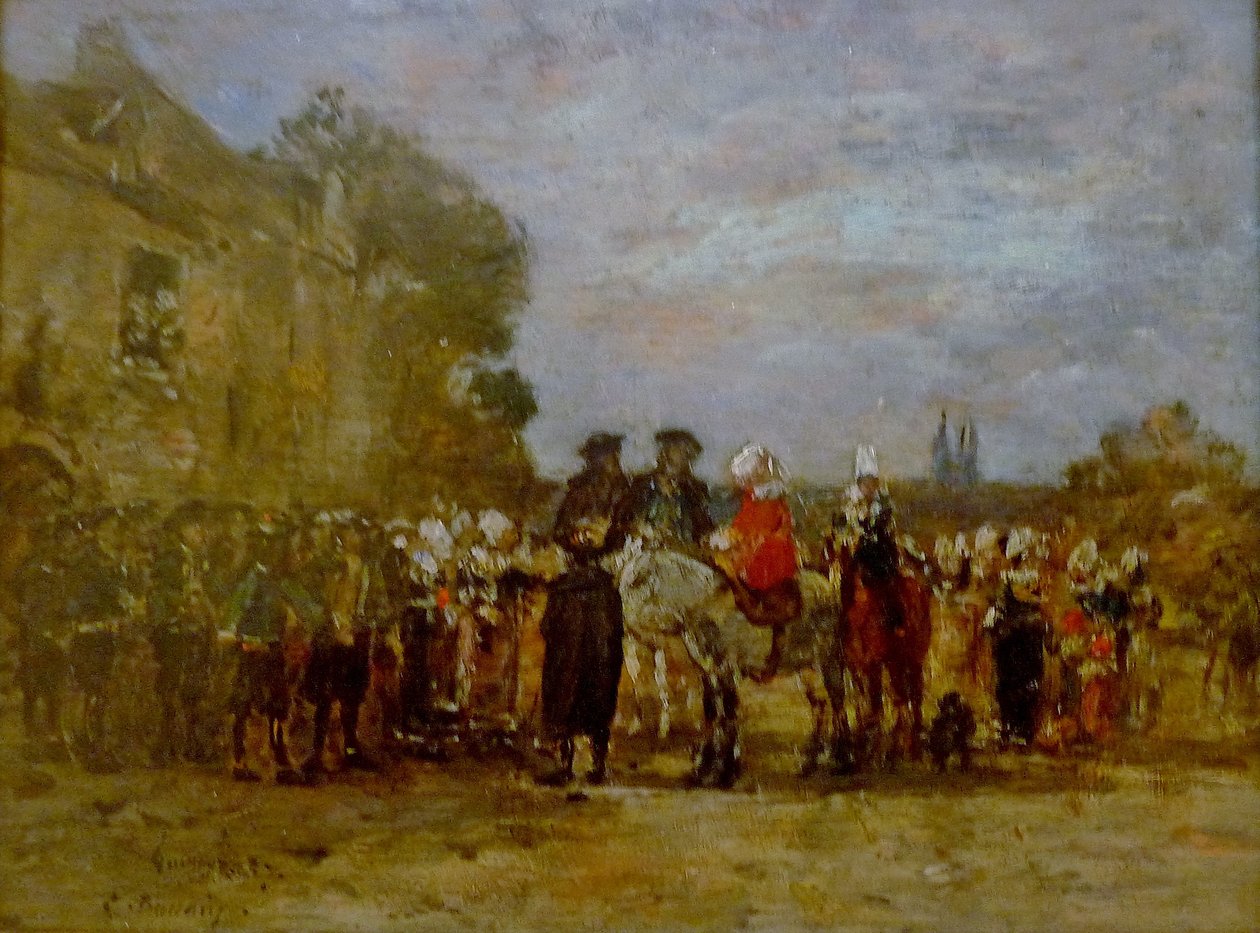 Ranskalainen:  Noce à Quimper Häät Quimperissä tekijältä Eugene Louis Boudin