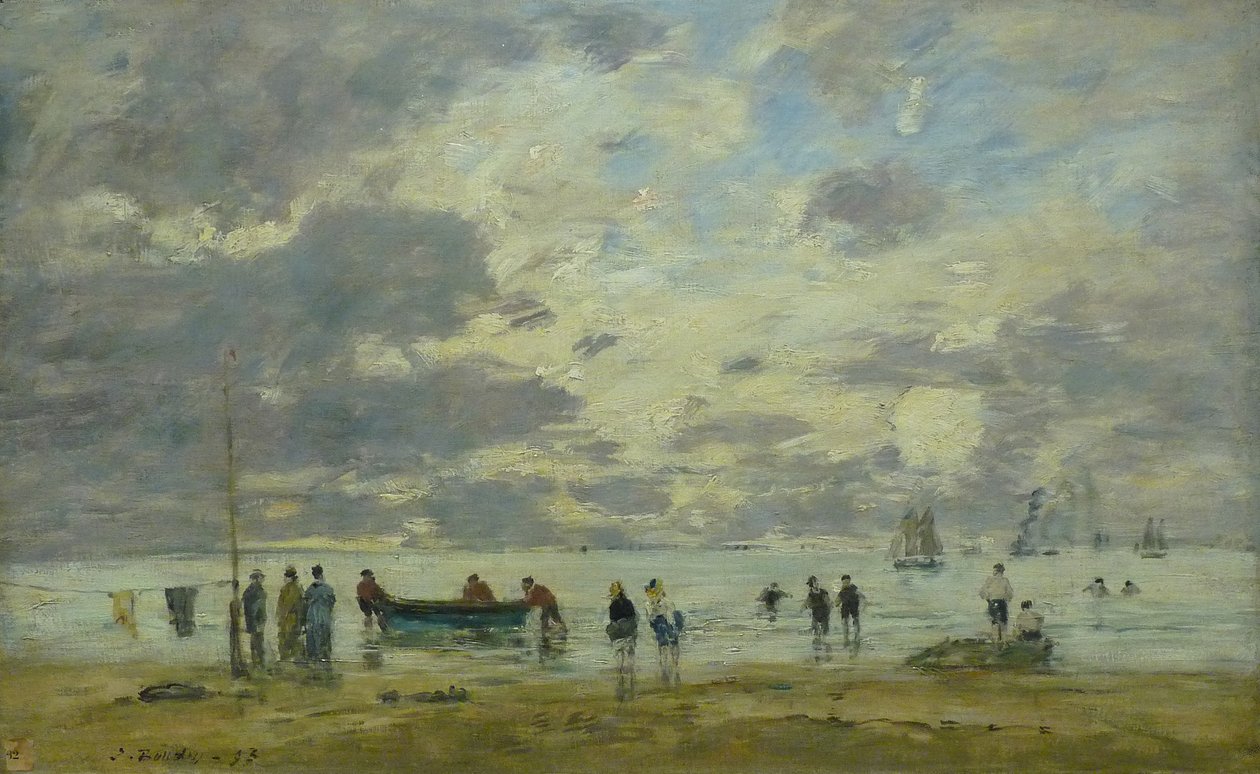 Ranskalainen:  Plage de Deauville Deauvillen ranta tekijältä Eugene Louis Boudin