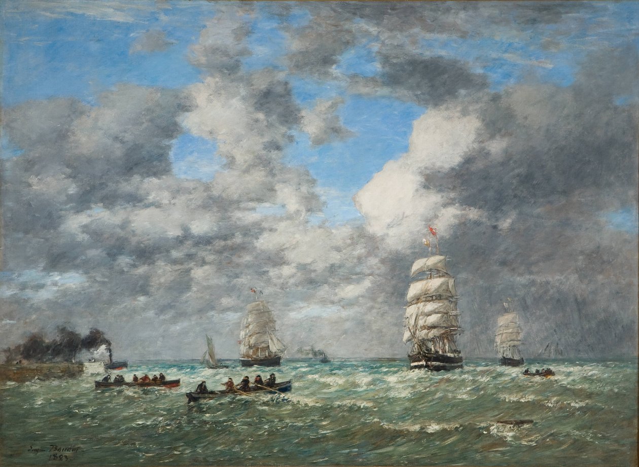 Le Havren satamasta lähteminen / laivaus (Le Havre, sortie du port) tekijältä Eugene Louis Boudin