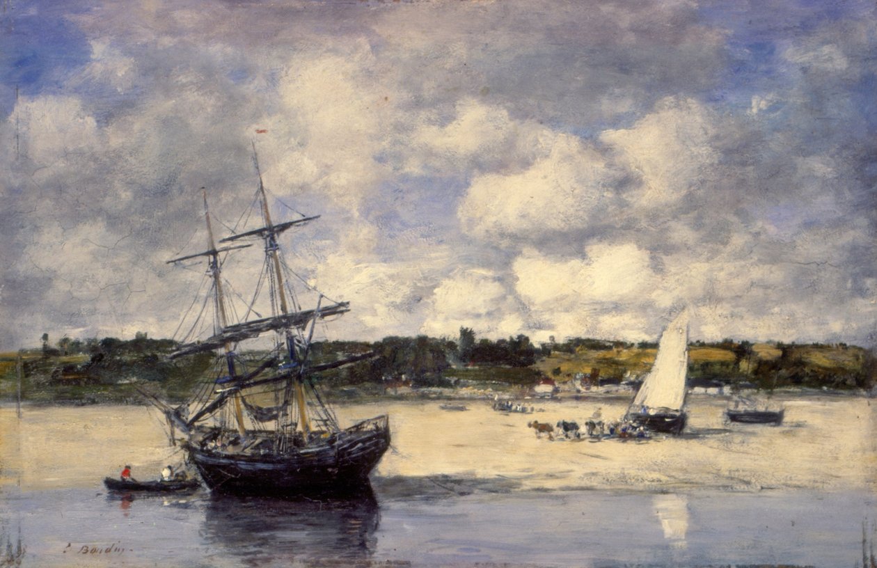 Portrieux - Rannikko laskuveden aikaan tekijältä Eugene Louis Boudin