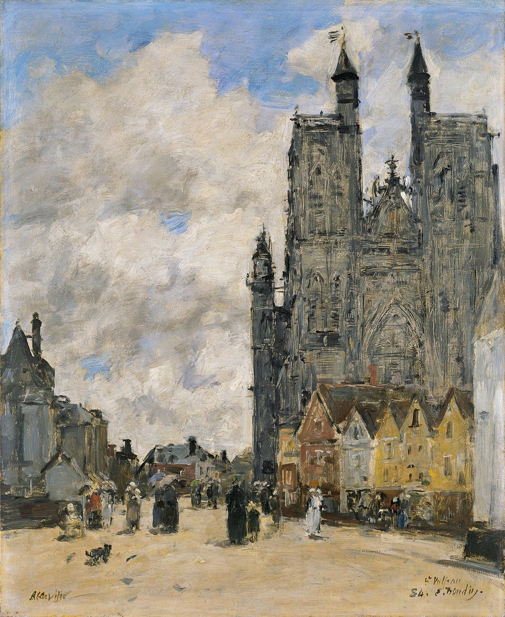 Abbevillen Saint Vulfranin kirkon aukio tekijältä Eugene Louis Boudin