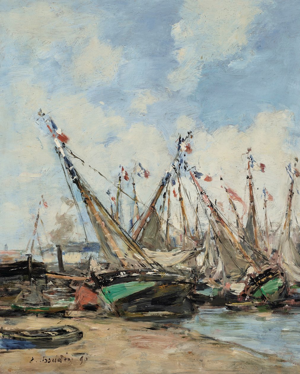 Trouville, satama, hukkuneet purjeveneet tekijältä Eugene Louis Boudin