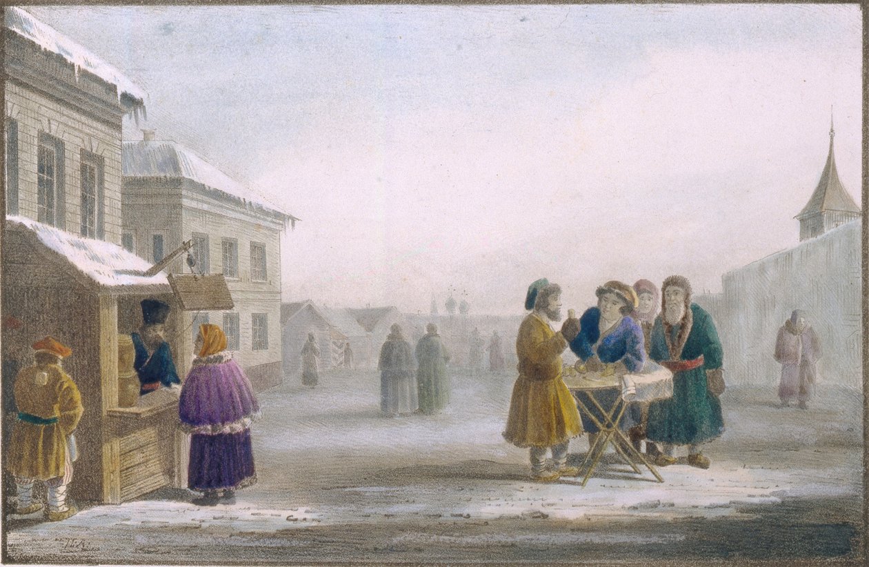 Katutupakkakauppias tupakkakaupassa, 1825 tekijältä Eugéne Pluchart