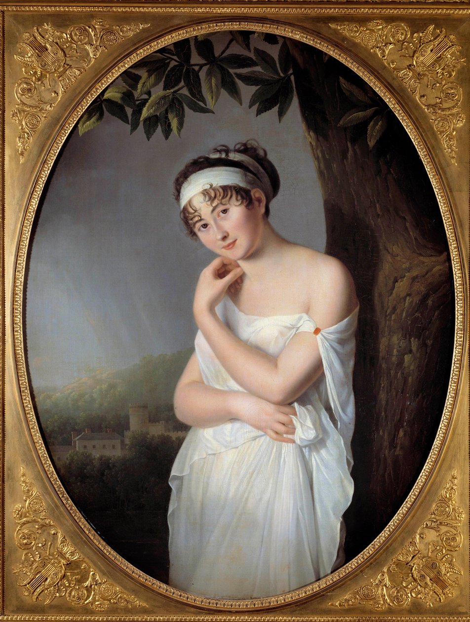 Madame Juliette Recamierin (1777-1849) muotokuva, s. Jeanne-Francoise Bernard Eulalie Morinin (1765-1837) maalaus 1799. Dim. 1,15x0,87 m. tekijältä Eulalie Morin