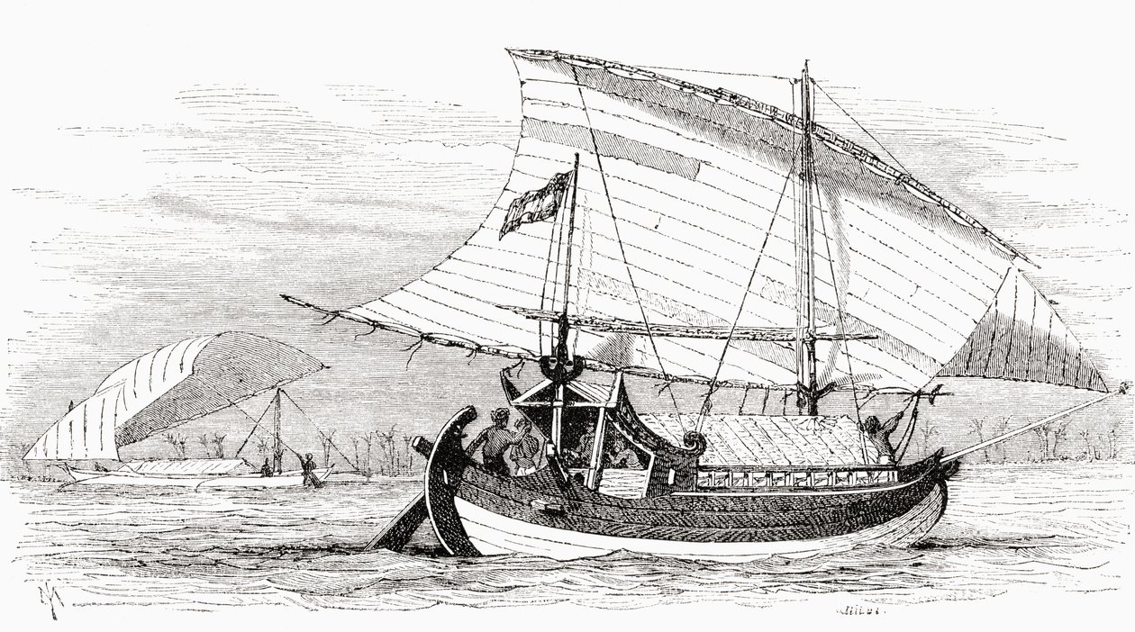 Proa Makassarista, Indonesiasta, "El Mundo en la Mano", julkaistu 1878 tekijältä European School