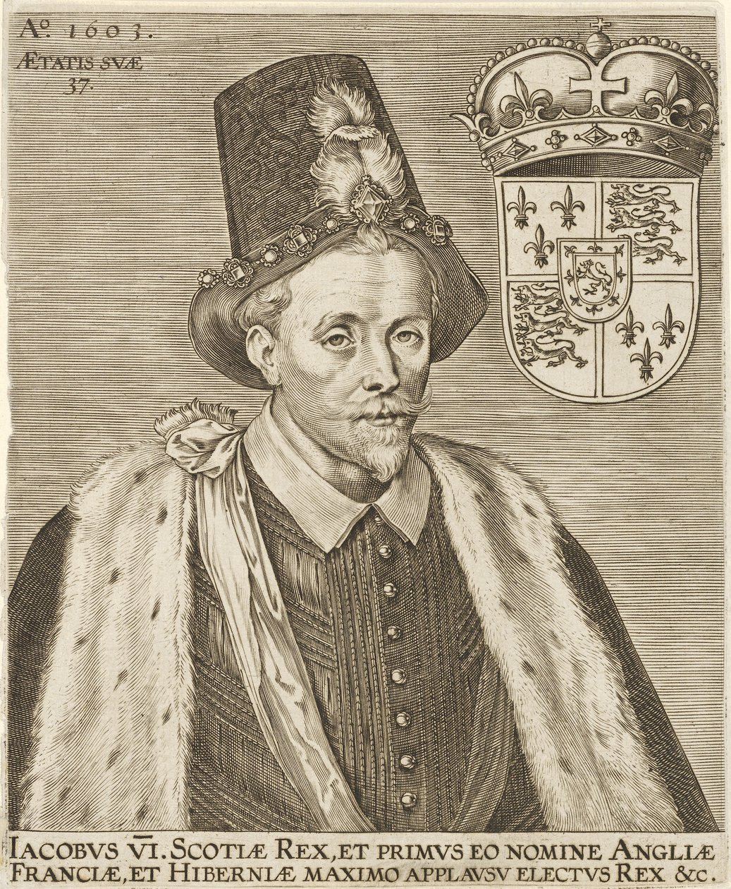 James VI Skotlannista ja James I Englannista, pub. 1603 tekijältä European School